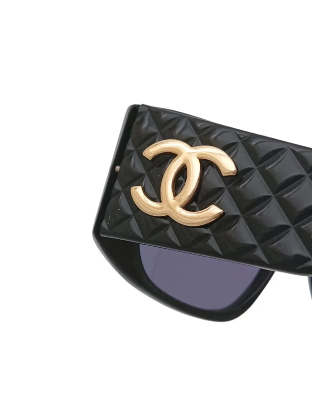 Chanel CC Logo Sunglasses Black Gold Eyewear